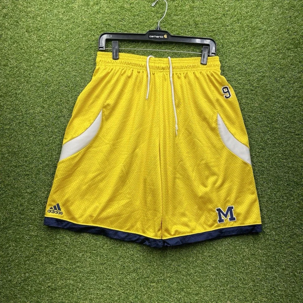 Michigan Wolverines Adidas Shorts Mens Large Team Issued Basketball Y2K